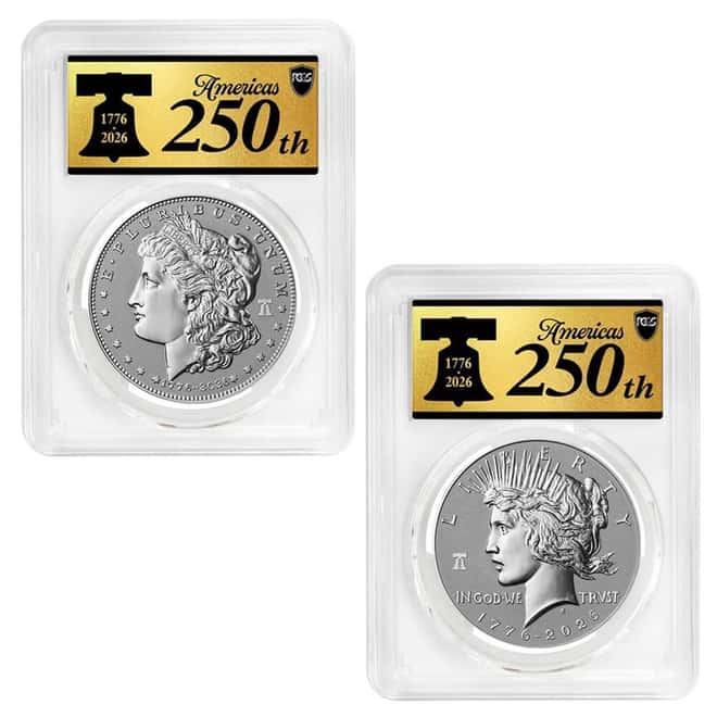 2026-P Morgan and Peace Silver Dollar Reverse Proof 2-Coin Set PCGS PF 70 FS (250th Ann.)