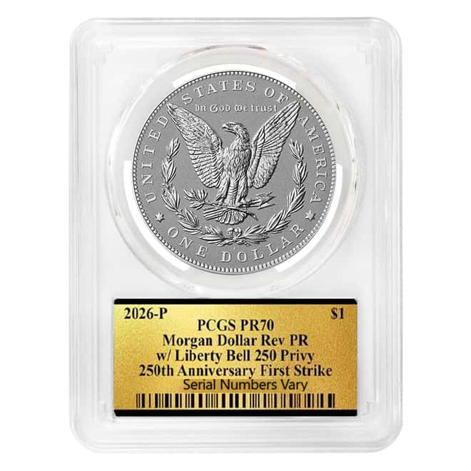 2026-P Morgan and Peace Silver Dollar Reverse Proof 2-Coin Set PCGS PF 70 FS (250th Ann.)