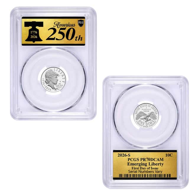 2026-S Semiquincentennial Proof Emerging Liberty Dime 10C PCGS PF 70 FDOI (250th Ann.)