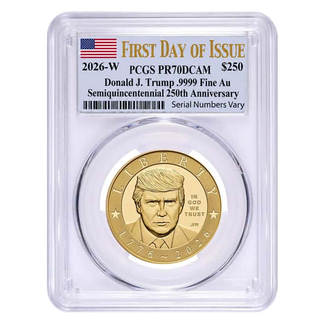 2026-W 1 oz President Donald J. Trump Proof Gold Coin PCGS PF 70 FDOI (Flag)