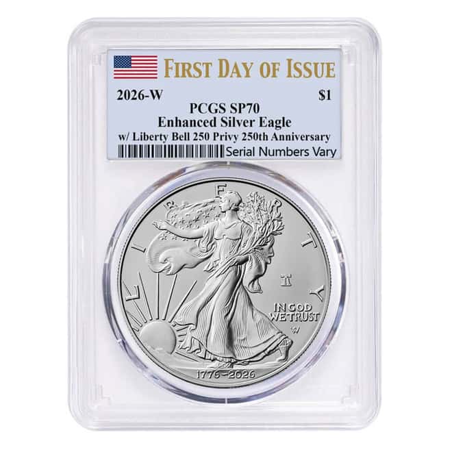 2026-W 1 oz Enhanced Uncirculated Silver American Eagle Liberty Bell Privy PCGS SP 70 FDOI