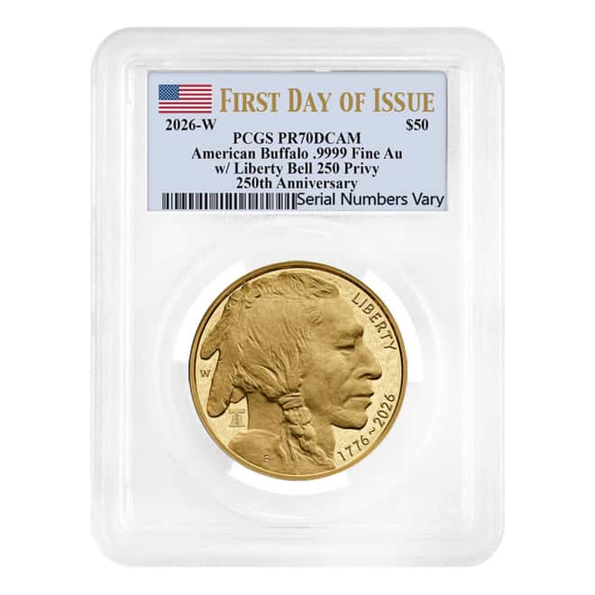 2026-W 1 oz Proof Gold American Buffalo 250th Ann Privy PCGS PF 70 FDOI