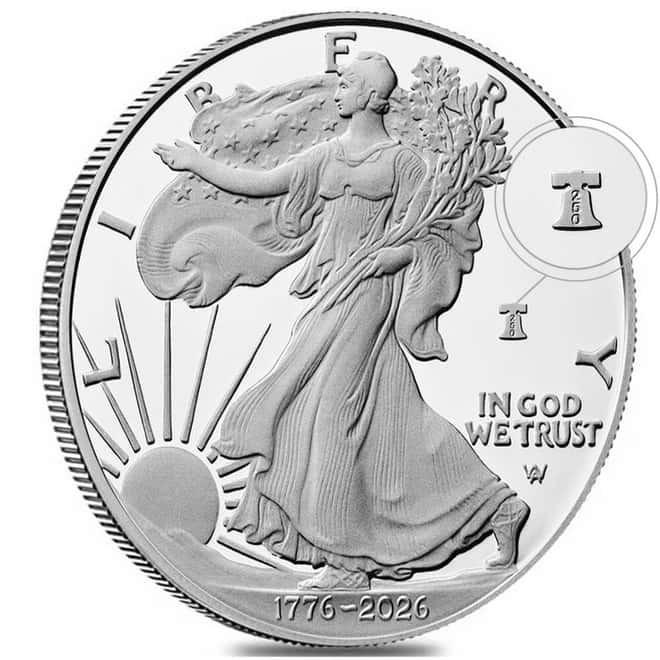 2026-W 1 oz Proof Silver American Eagle Liberty Bell Privy 250th Ann. (w/Box & COA)