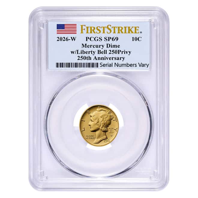 2026 1/10 oz Best of the US Mint 1916 Mercury Dime Gold Coin PCGS SP 69 FS