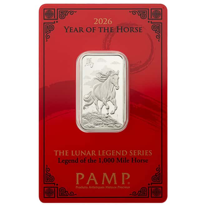 2026 10 Gram PAMP Suisse Lunar Horse Silver Bar (in Assay)
