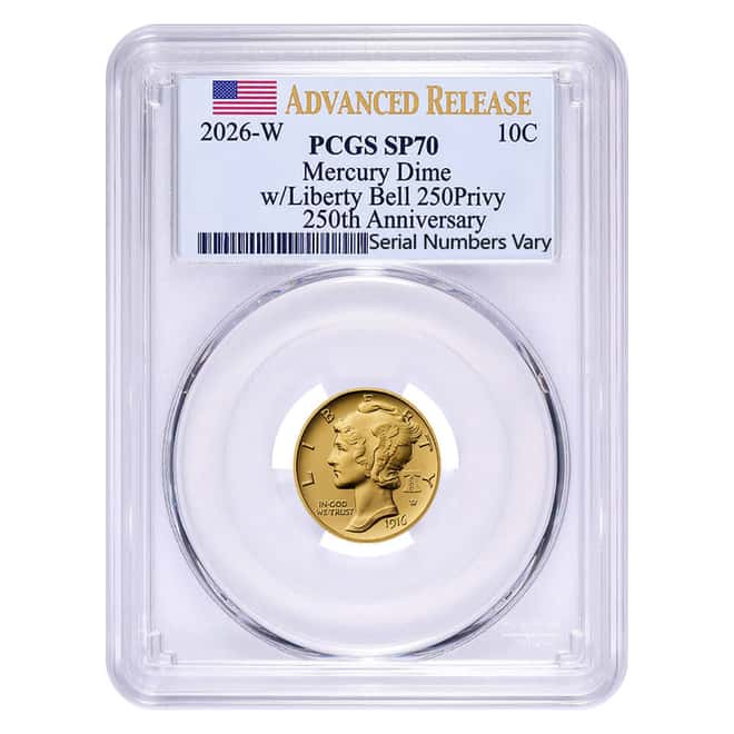 2026 1/10 oz Best of the US Mint 1916 Mercury Dime Gold Coin PCGS SP 70 AR