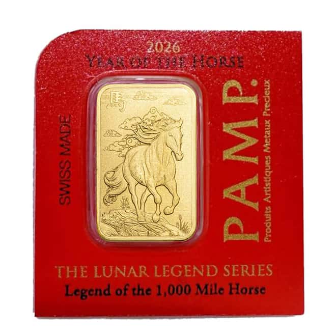 2026 1 Gram PAMP Suisse Lunar Horse Gold Bar .9999 Fine (in Assay from Multigram+25)