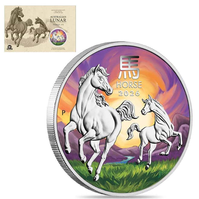 2026 1 oz Colorized Silver Lunar Horse Coin Perth Mint ANDA Expo