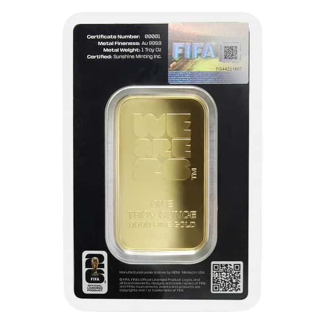 2026 1 oz FIFA World Cup Gold Bar .9999 Fine (in Assay)