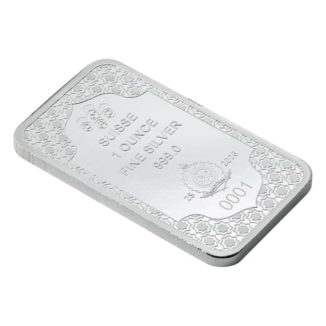 2026 1 oz PAMP Suisse Eid Mubarak Silver Coin Bar (in Assay)