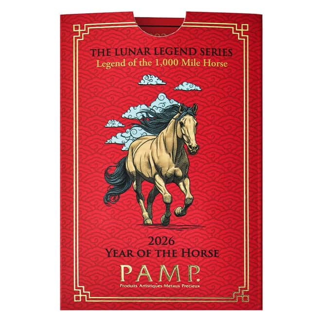 Box of 25 - 2026 1 oz PAMP Suisse Lunar Horse Silver Bar (in Assay)