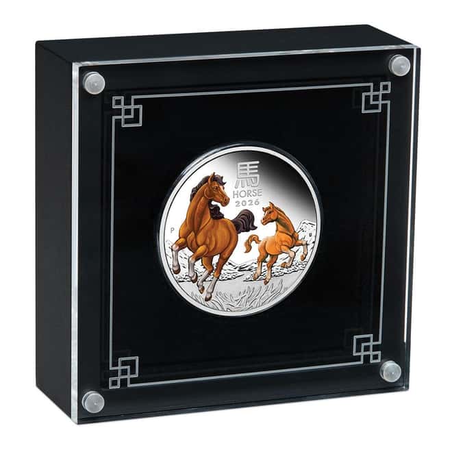 2026 1 oz Proof Colorized Silver Lunar Horse Perth Mint
