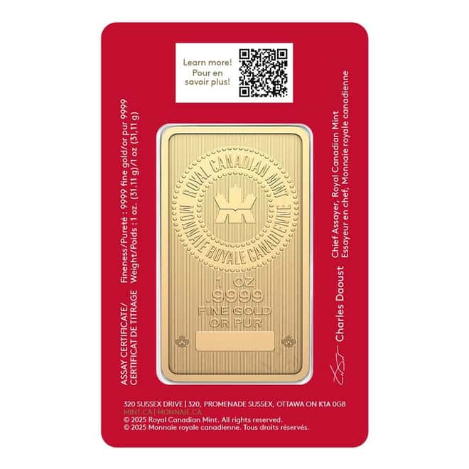 2026 1 oz RCM Lunar Horse Gold Bar .9999 Fine (in Assay)