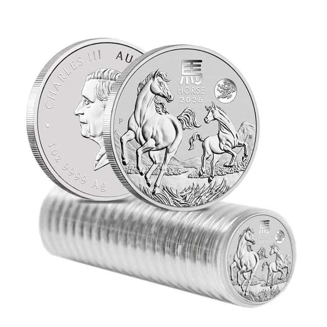 Roll of 20 - 2026 1 oz Silver Lunar Horse Dragon Privy BU Australian Perth Mint