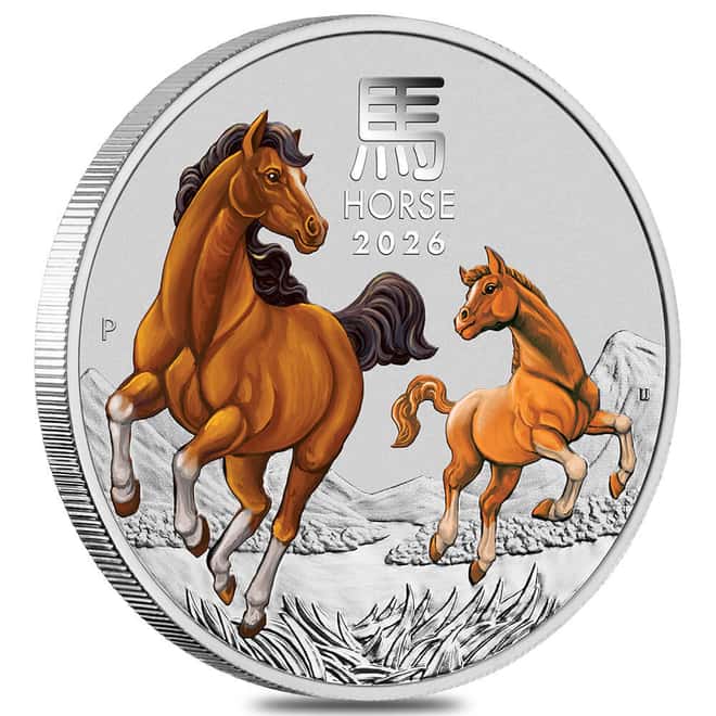 2026 2 oz Colorized Silver Lunar Horse BU Perth Mint