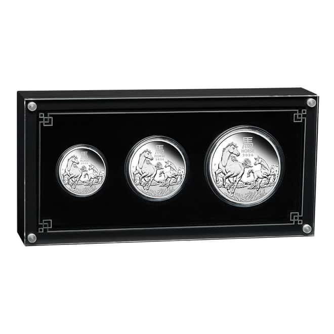 2026 3.5 oz Proof Silver Lunar Horse 3-Coin Set Australian Perth Mint