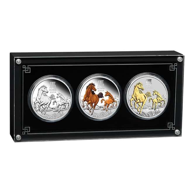 2026 3 oz Silver Lunar Horse 3-Coin Set Perth Mint