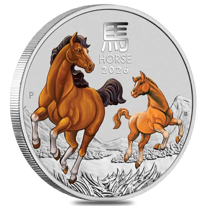 2026 5 oz Colorized Silver Lunar Horse BU Perth Mint