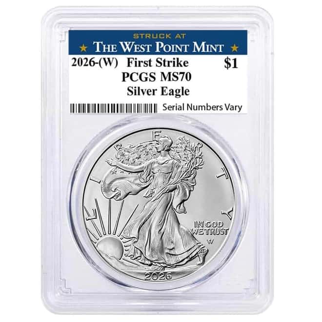 2026 (W) 1 oz Silver American Eagle PCGS MS 70 FS West Point