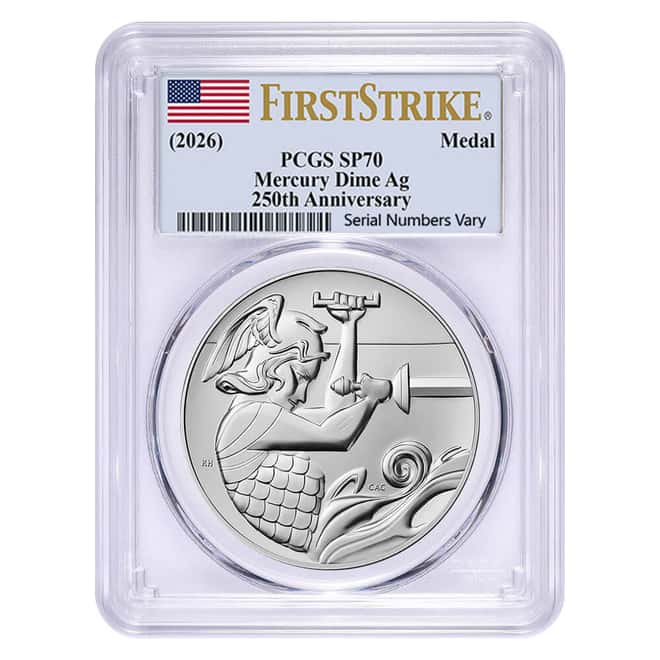 2026 Best of the US Mint 1916 Mercury Dime Gold Coin & Silver Medal Set PCGS SP/MS 70 FS
