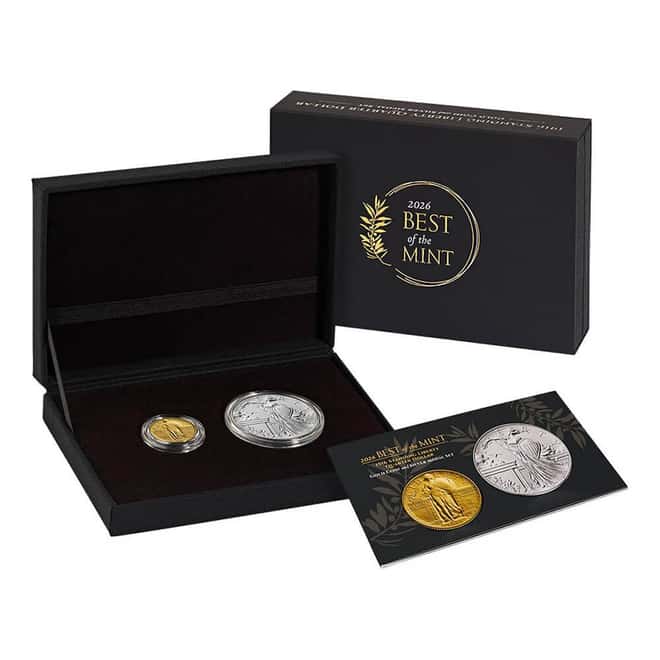 2026 Best of US Mint 1916 Standing Liberty Quarter Dollar Gold Coin & Silver Medal Set (w/Box & COA)