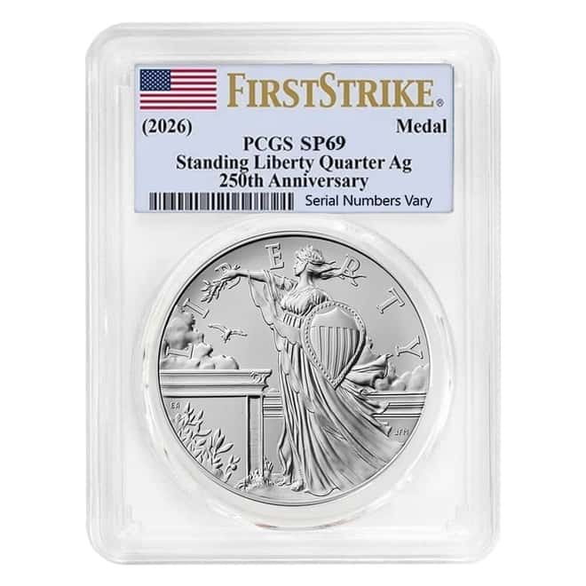 2026 Best of US Mint 1916 Standing Liberty Quarter Dollar Gold Coin & Silver Medal Set PCGS SP/MS 69 FS