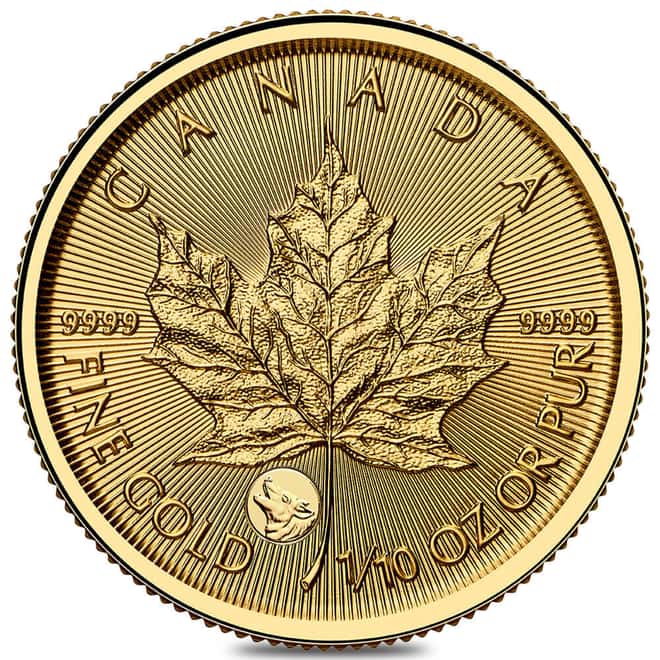 2026 Canada 1/10 oz Treasured Gold Maple Leaf Wolf Privy Coin (in Assay)