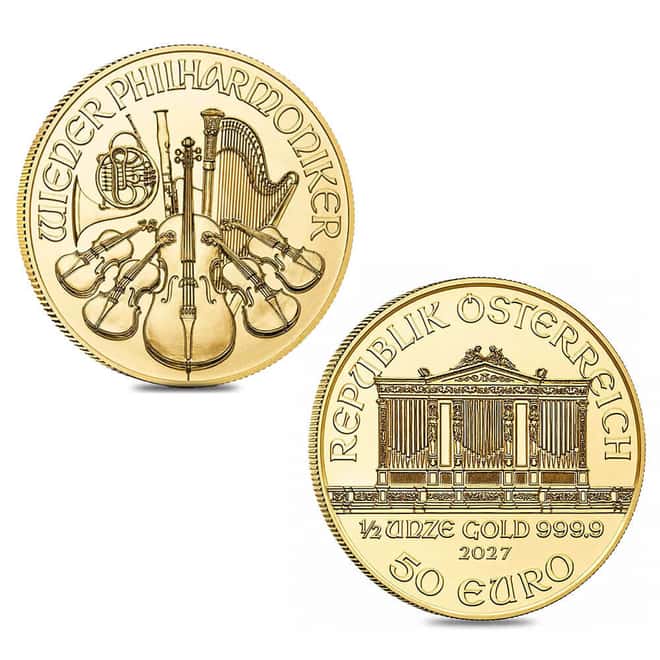 2027 1/2 oz Austrian Gold Philharmonic Coin BU
