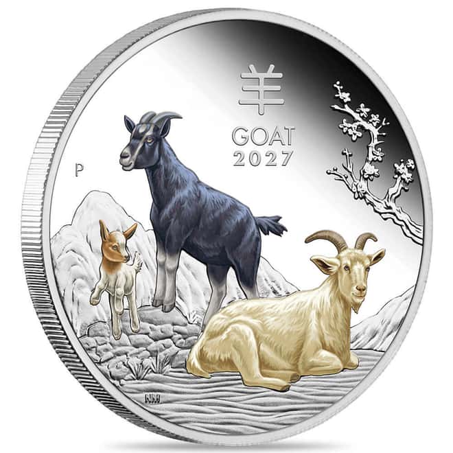 2027 1 oz Proof Colorized Silver Lunar Goat Perth Mint