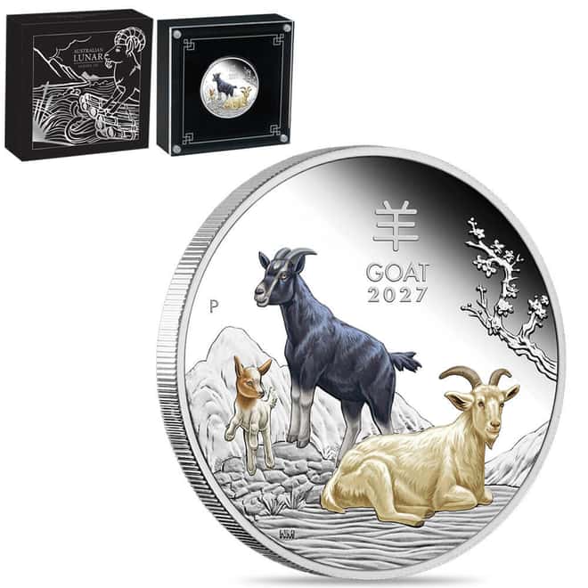 2027 1 oz Proof Colorized Silver Lunar Goat Perth Mint