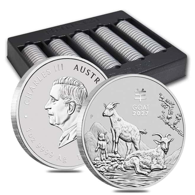 Roll of 20 - 2027 1 oz Silver Lunar Goat BU Australian Perth Mint