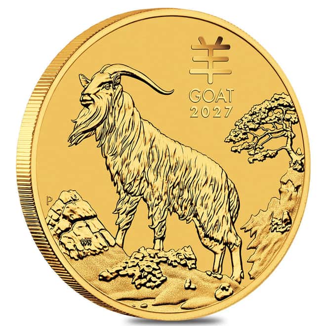 2027 1/4 oz Gold Lunar Goat BU Australian Perth Mint