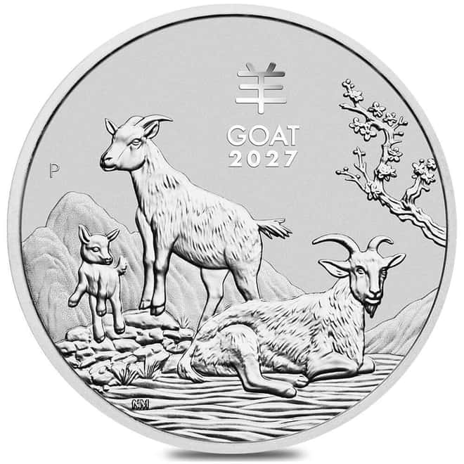 2027 2 oz Silver Lunar Goat BU Australian Perth Mint