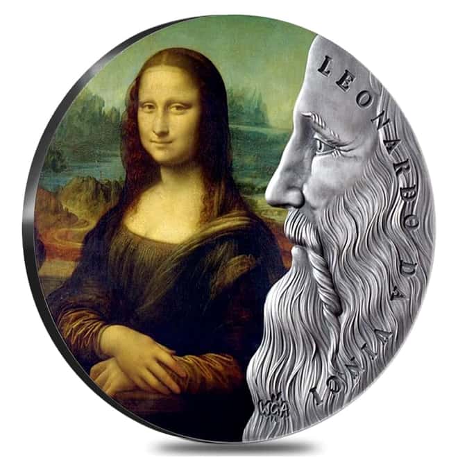 2019 Ghana 2 oz Silver Leonardo Da Vinci - World's Greatest Artists Coin (w/Box & COA)