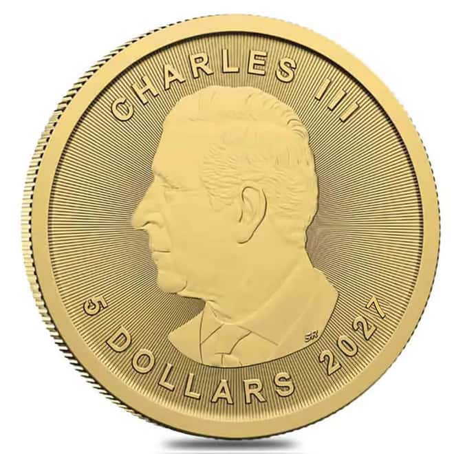 2027 1/10 oz Canadian Gold Maple Leaf $5 Coin BU (Sealed)
