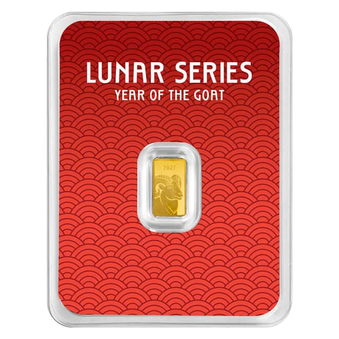 2027 1 Gram PAMP Lunar Year of the Goat Gold Bar .9999 Fine (in TEP)