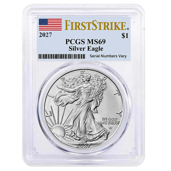 2027 1 oz Silver American Eagle PCGS MS 69 FS (Flag)