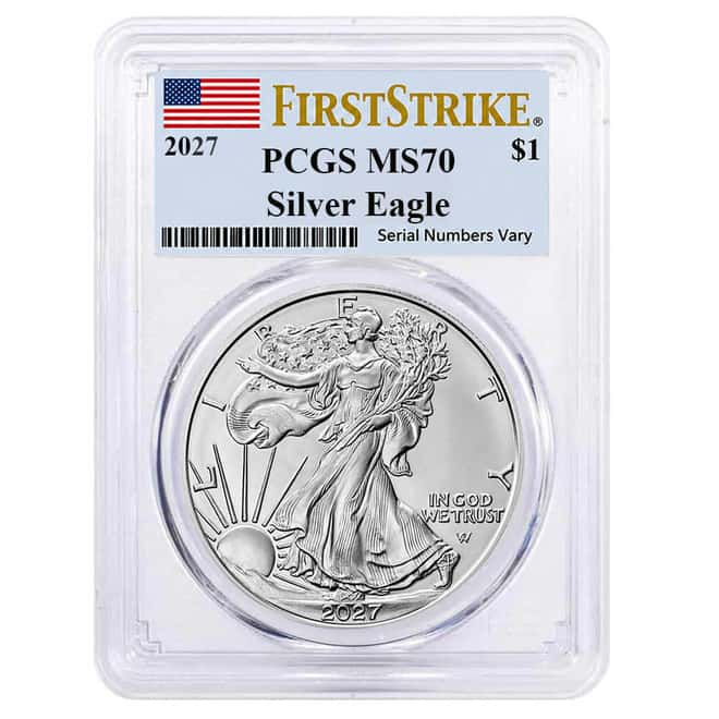 2027 1 oz Silver American Eagle PCGS MS 70 FS (Flag)