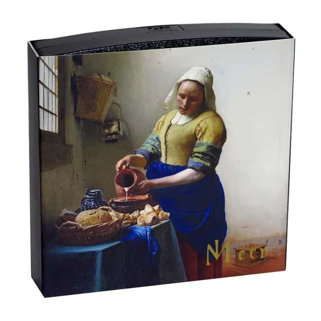 2019 Niue 1 oz Colorized Silver The Milkmaid Johannes Vermeer Coin (w/Box & COA)
