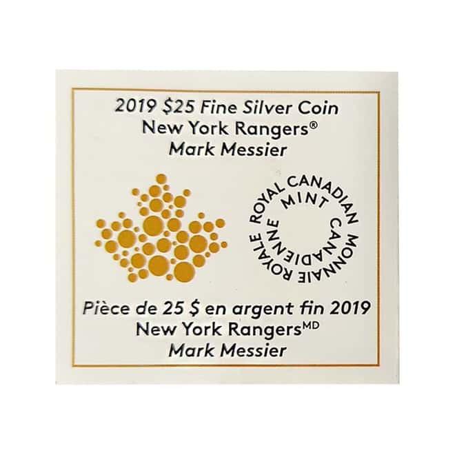 2019 Canada 1.5 oz Silver New York Rangers - Mark Messier Proof Colorized Coin (w/Box & COA)