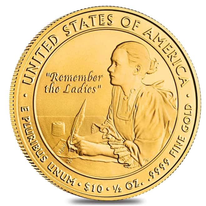 2007 W 1/2 oz $10 First Spouse - Abigail Adams Gold Uncirculated Coin (w/Box & COA)