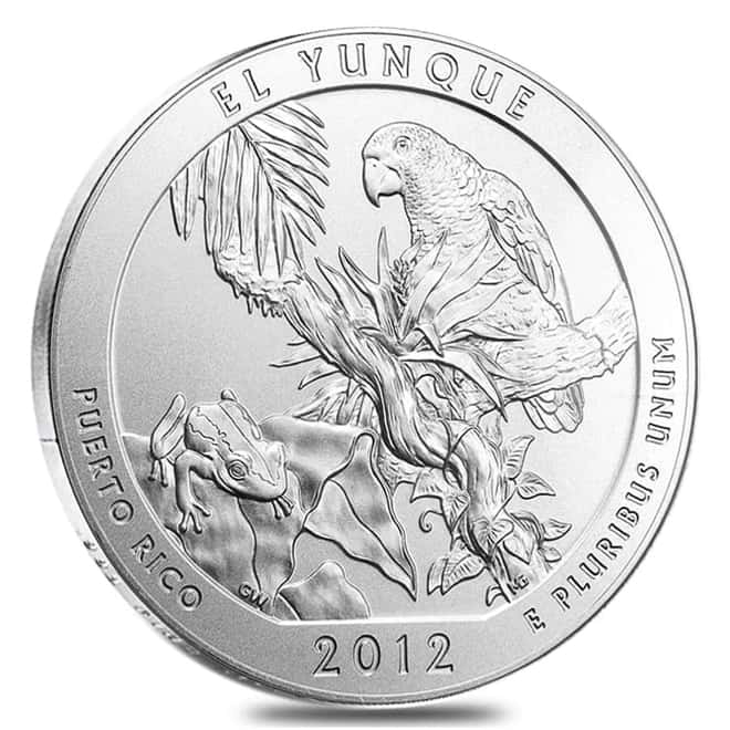 2012-P 5 oz Silver America the Beautiful ATB Puerto Rico El Yunque National Forest Unc Coin (w/Box & COA)