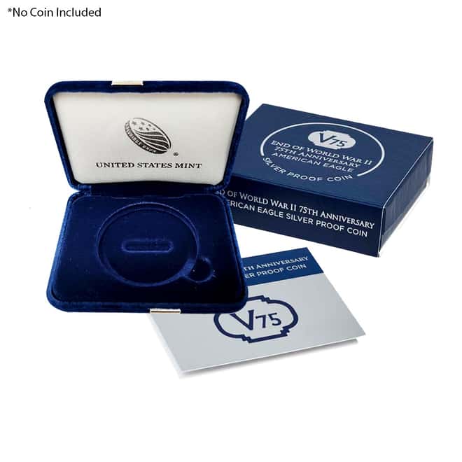 NO COIN - 2020-W V75 Privy 1 oz Proof Silver American Eagle End of WWII 75th Anniv (OEM Box & COA)