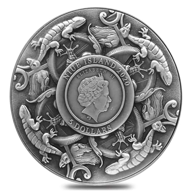 2020 2 oz Silver Niue Hector of Troy - Nine Worthies Series Antiqued High Relief $5 Coin (w/Box & COA)