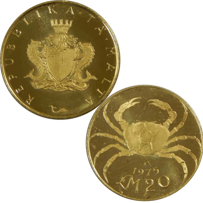 1975 Malta 4th Series Gold 3-coin Set