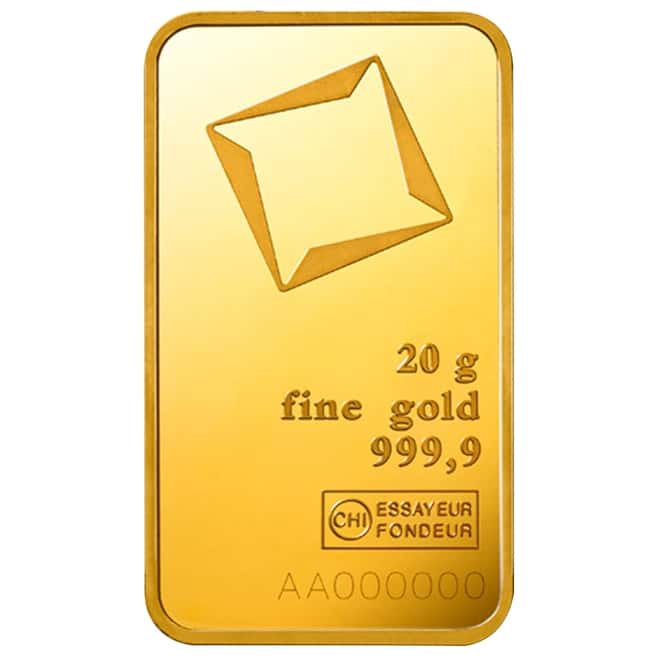 20 gram Gold Bar Valcambi Suisse .9999 Fine (In Assay)