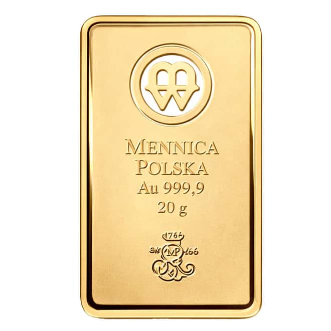 20 Gram Mint of Poland Gold Bar .9999 Fine (in Assay)