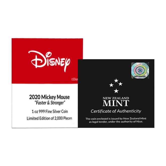 2020 Niue 1 oz Colorized Silver Disney Mickey Mouse Sports - Faster and Stronger Coin (w/Box & COA)
