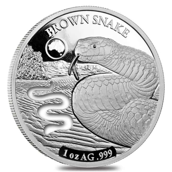 2019 1 oz Silver Brown Snake - Shapes of Australia Solomon Islands $5 Coin .999 Fine (w/Box & COA)