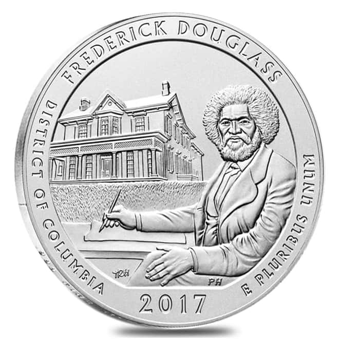 2017-P 5 oz Silver America the Beautiful ATB DC Frederick Douglass National Historic Site Unc Coin (w/Box & COA)